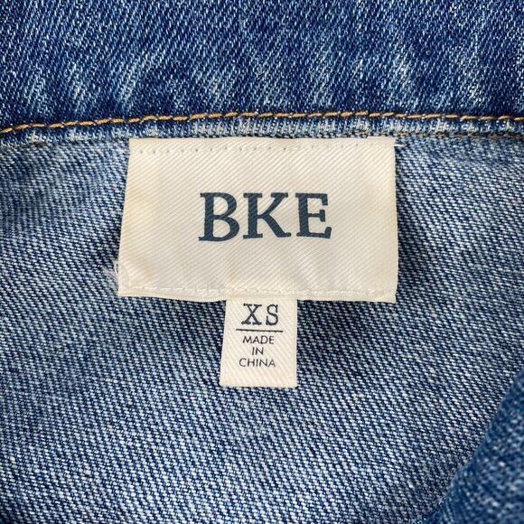 BKE Jacket‎ Women Sz XS Relaxed Jean and plaid flannel Boho Trucker outdoor Blue - Picture 4 of 15